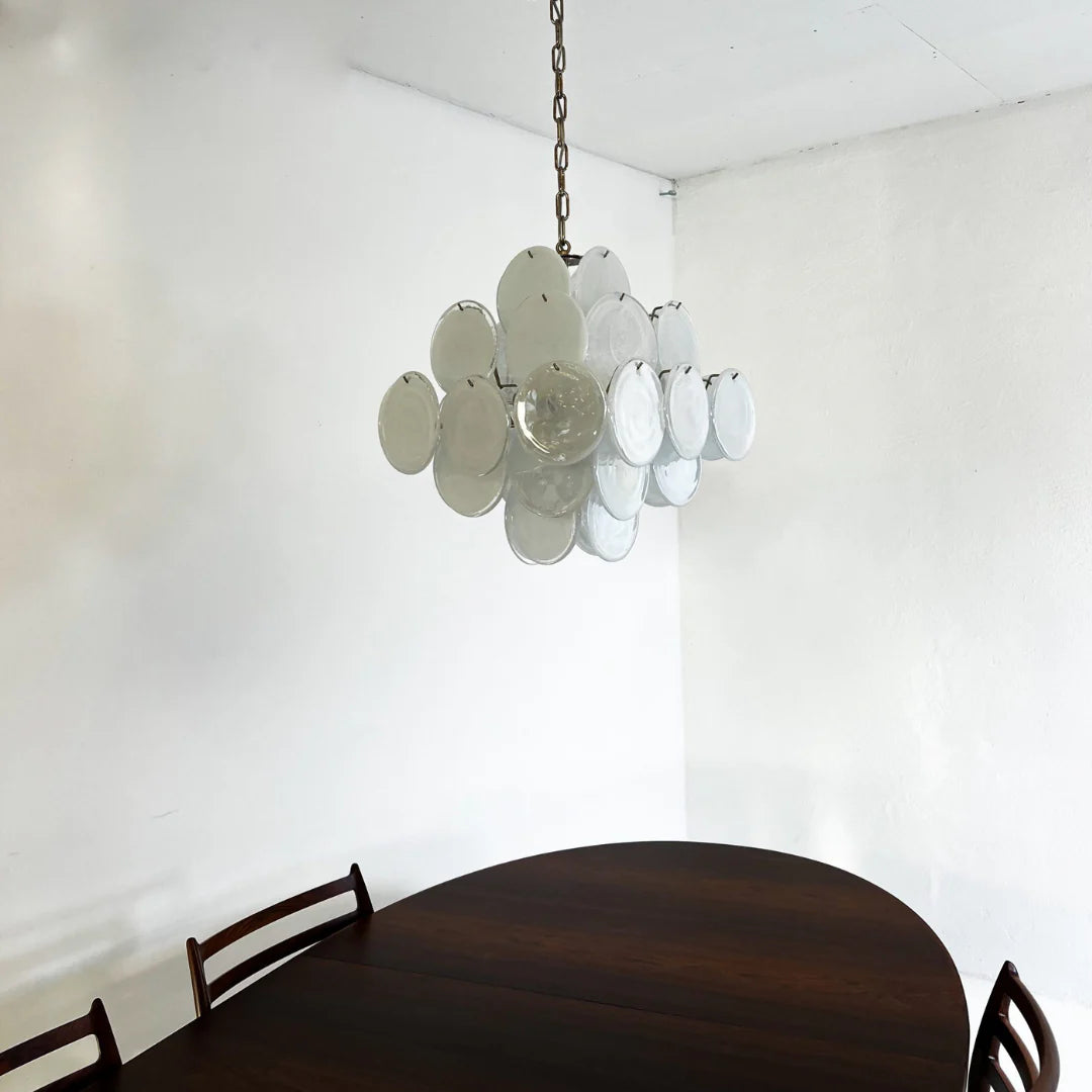 Vintage Murano White Disks Chandelier - Nuvé