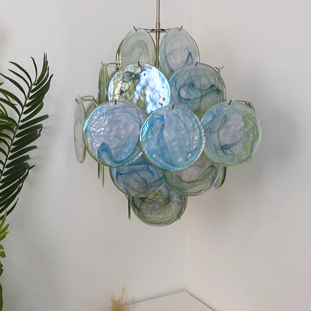 Vintage Murano Green Disks Chandelier - Nuvé