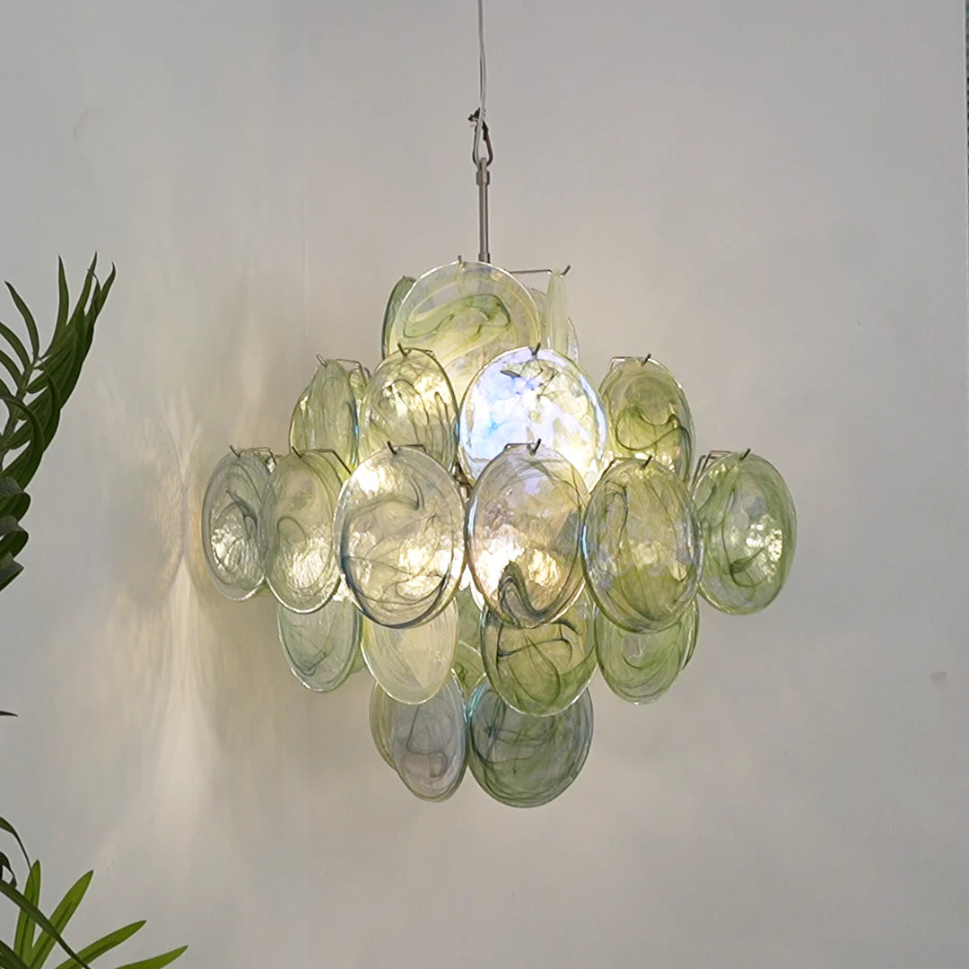Vintage Murano Green Disks Chandelier - Nuvé