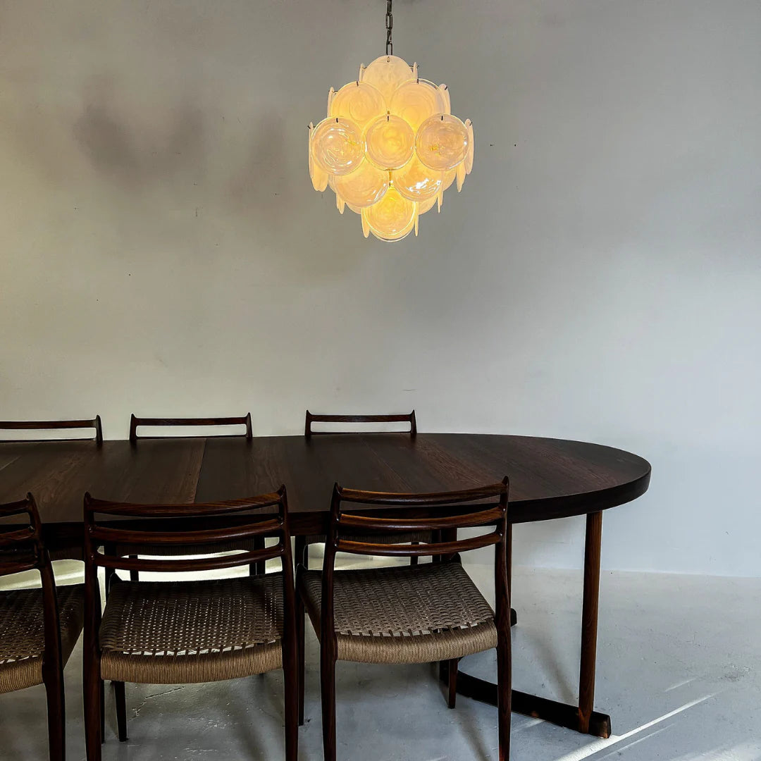 Vintage Murano White Disks Chandelier - Nuvé