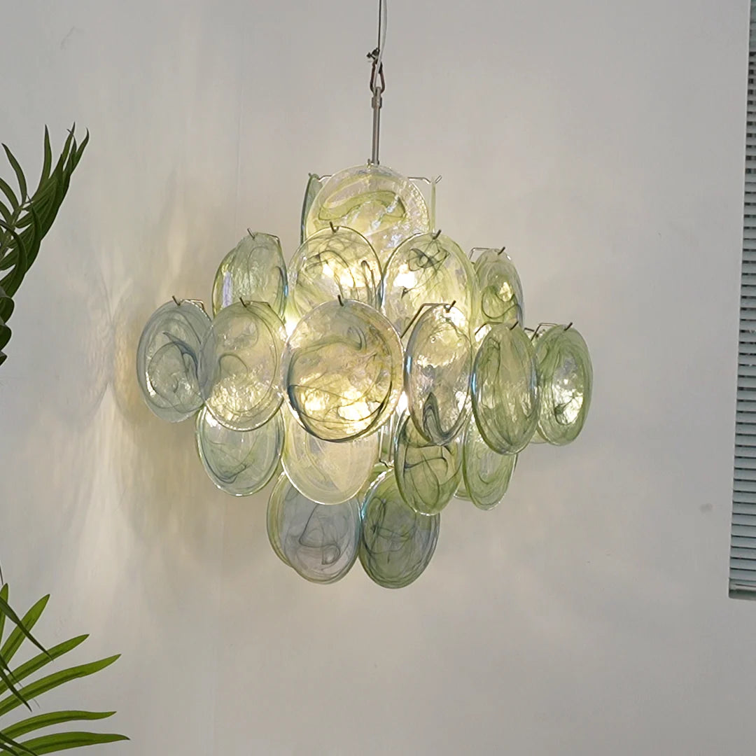 Vintage Murano Green Disks Chandelier - Nuvé