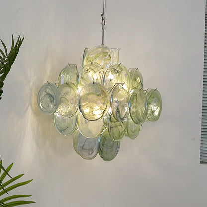 Vintage Murano Green Disks Chandelier - Nuvé