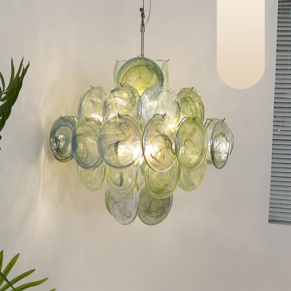 Vintage Murano Green Disks Chandelier - Nuvé