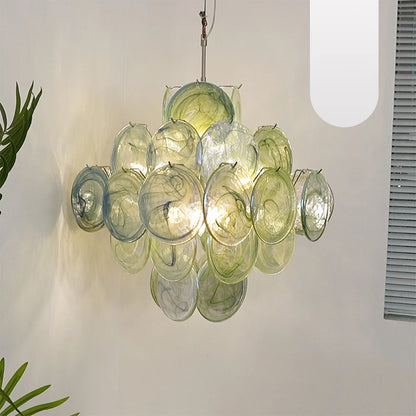 Vintage Murano Green Disks Chandelier - Nuvé