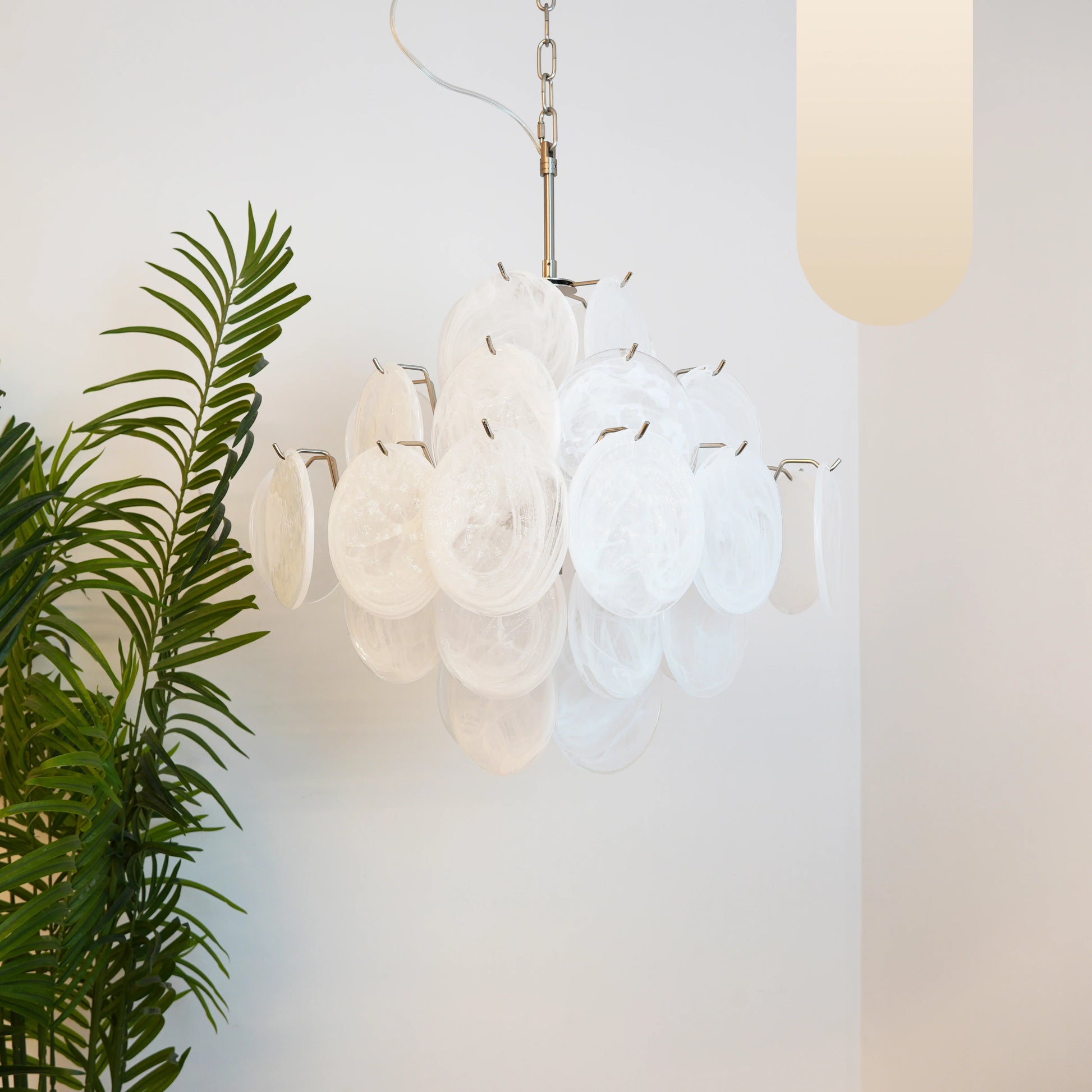 Vintage Murano White Disks Chandelier - Nuvé