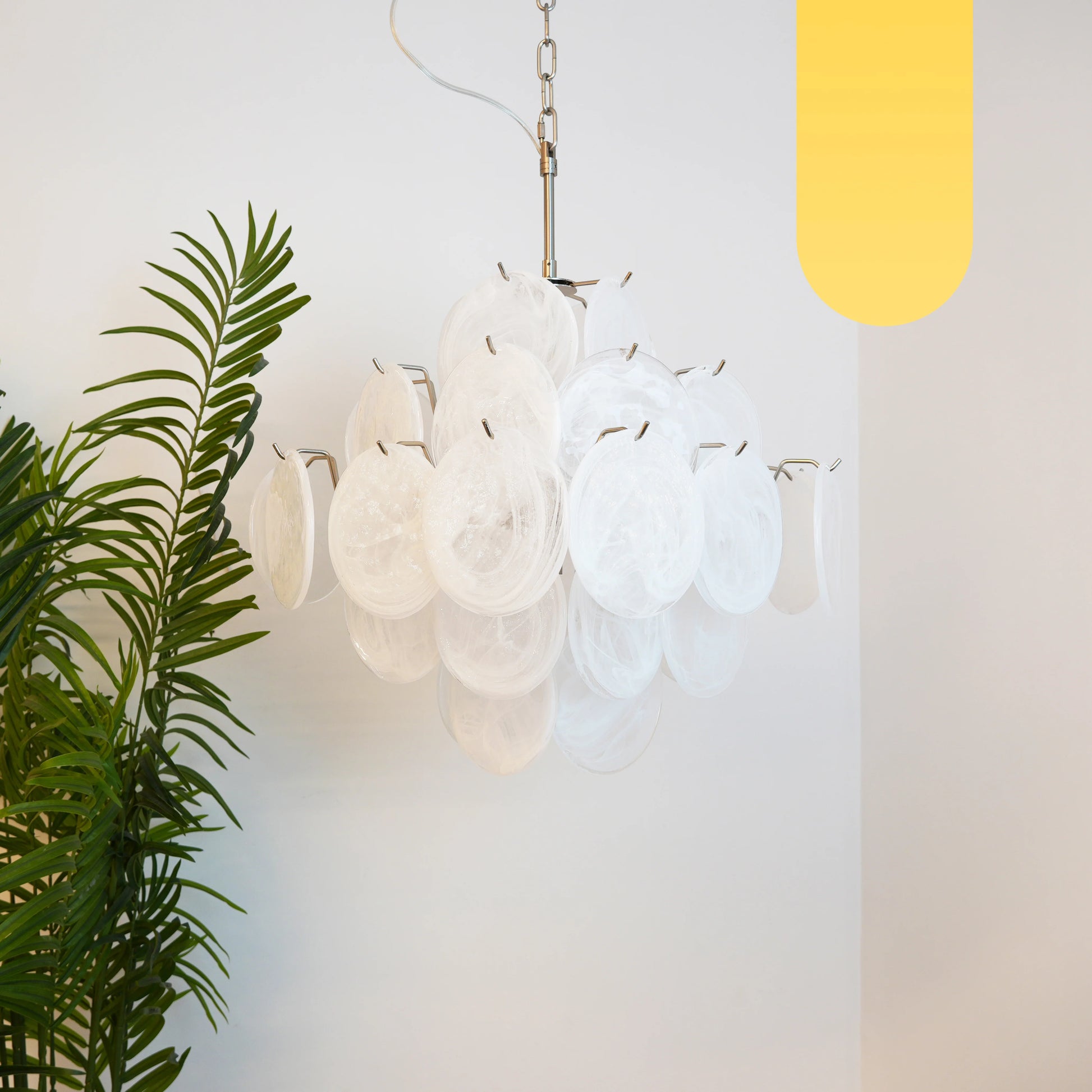 Vintage Murano White Disks Chandelier - Nuvé