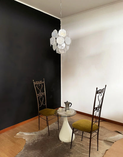Vintage Murano White Glass Disks Chandelier - Nuvé