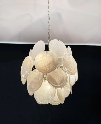 Vintage Murano White Glass Disks Chandelier - Nuvé