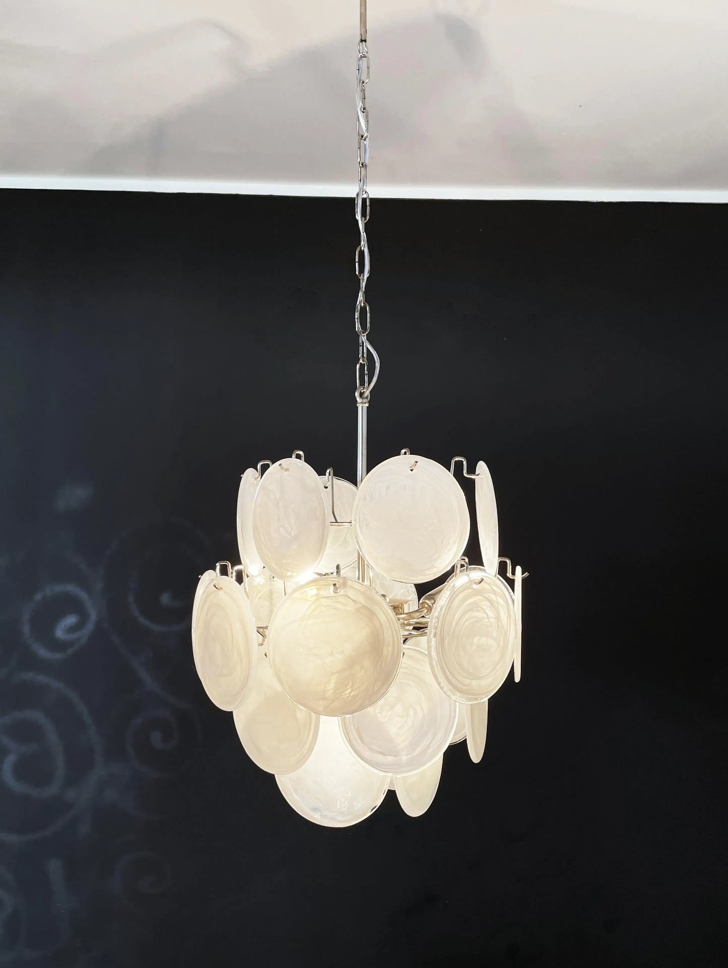 Vintage Murano White Glass Disks Chandelier - Nuvé