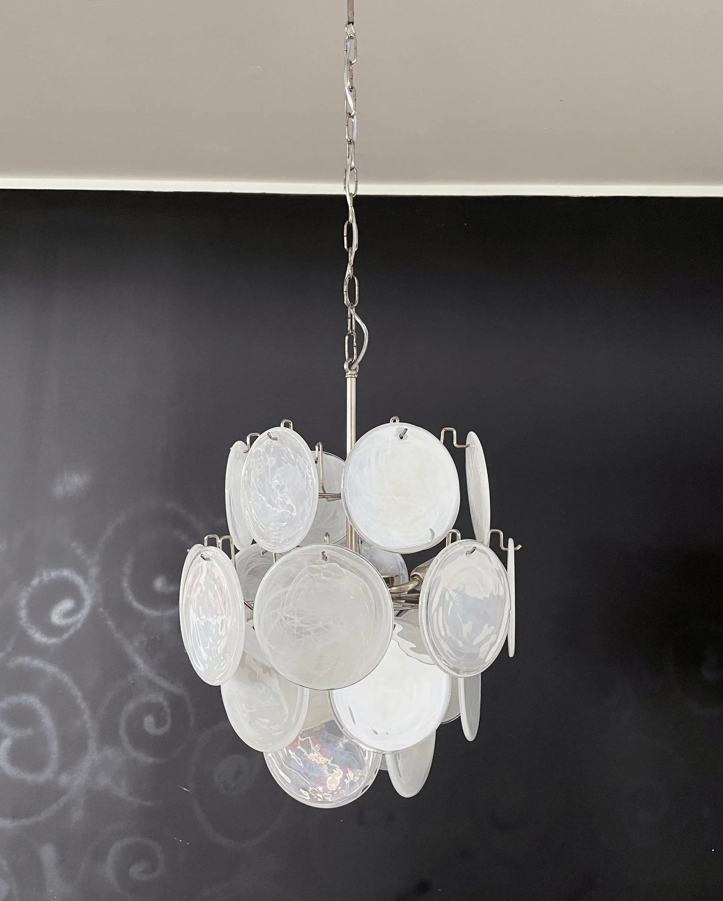 Vintage Murano White Glass Disks Chandelier - Nuvé