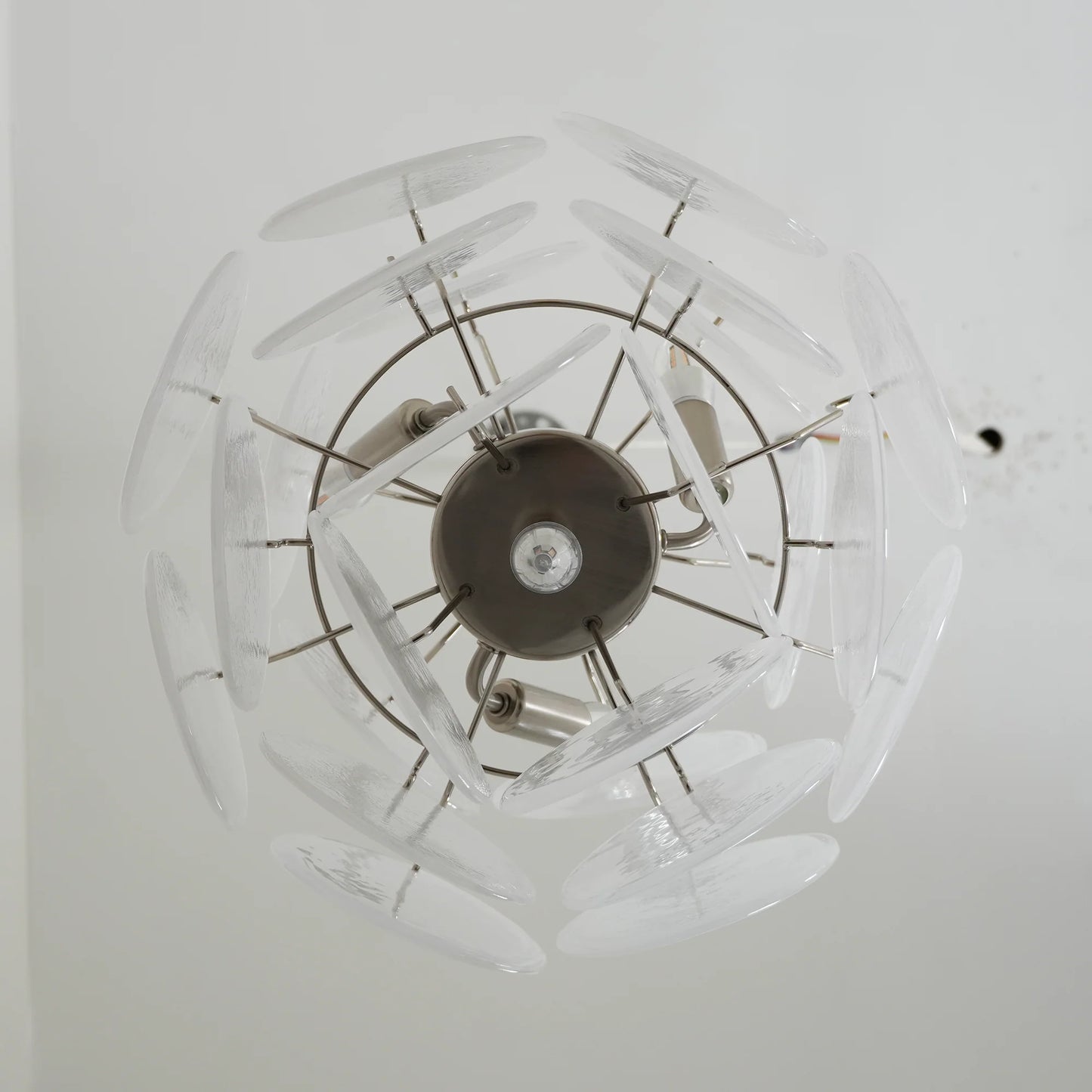 Vintage Murano White Glass Disks Chandelier - Nuvé