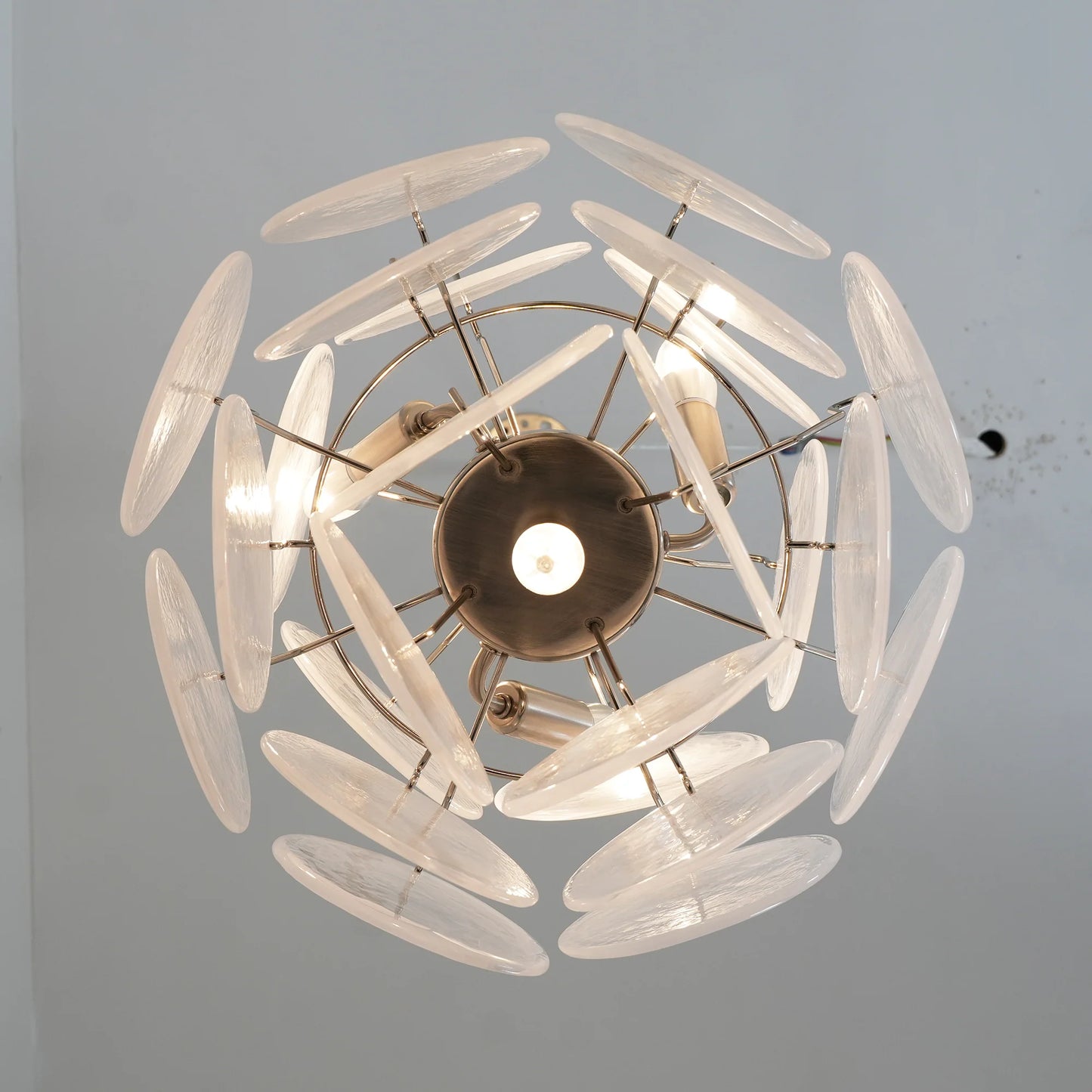 Vintage Murano White Glass Disks Chandelier - Nuvé