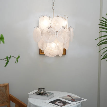 Vintage Murano White Glass Disks Chandelier - Nuvé
