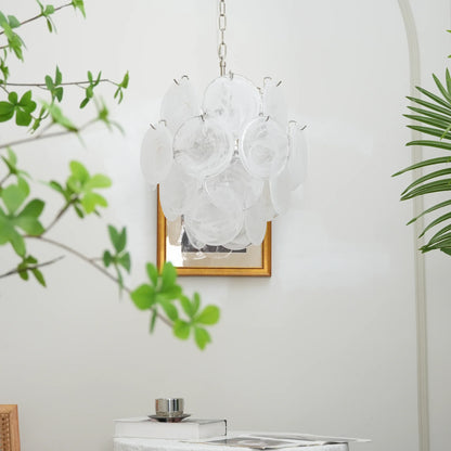 Vintage Murano White Glass Disks Chandelier - Nuvé