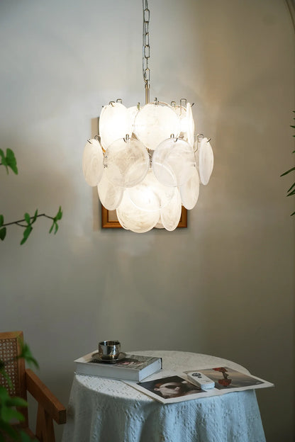 Vintage Murano White Glass Disks Chandelier - Nuvé