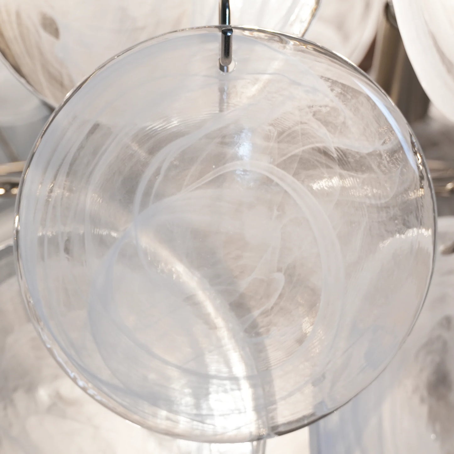 Vintage Murano White Glass Disks Chandelier - Nuvé