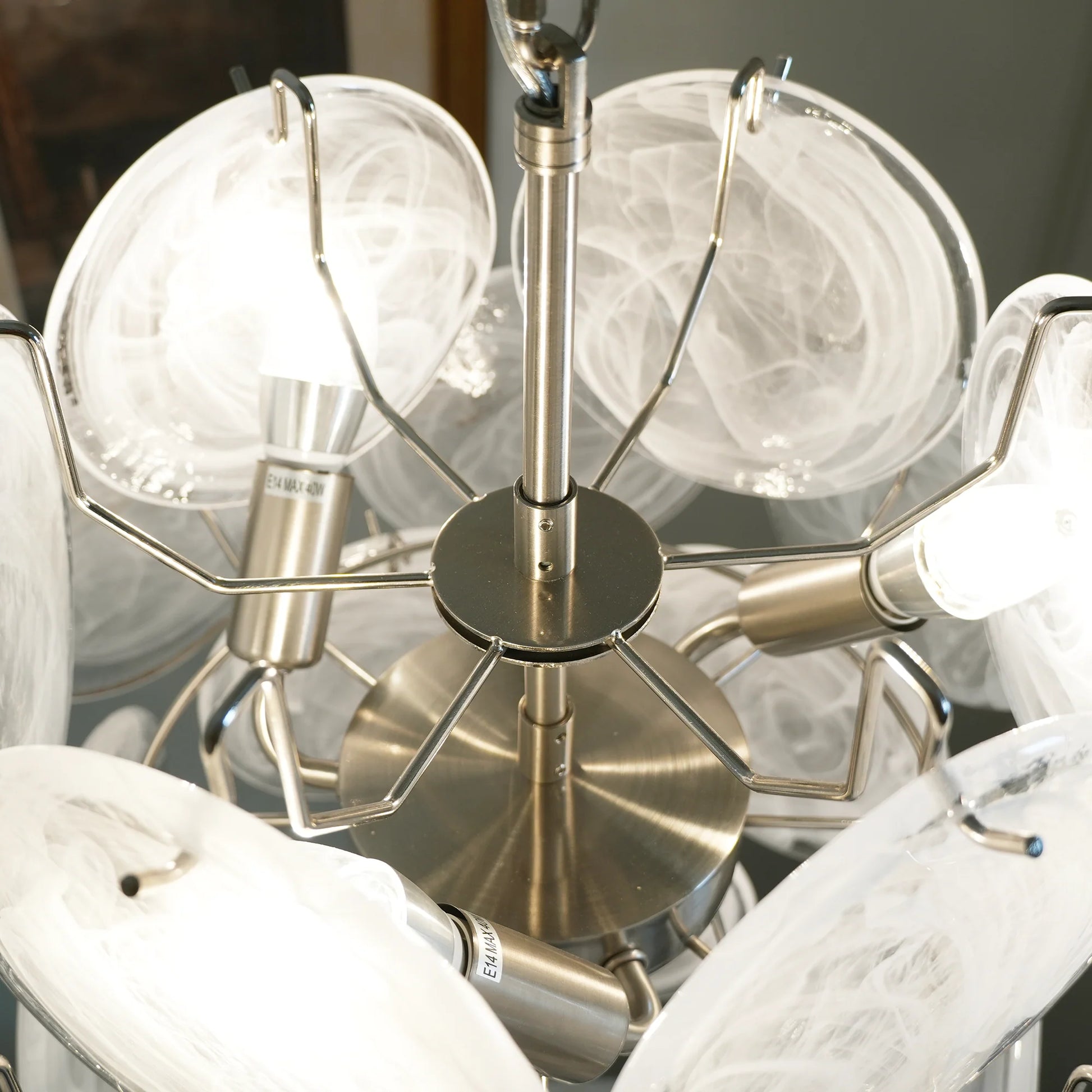 Vintage Murano White Glass Disks Chandelier - Nuvé