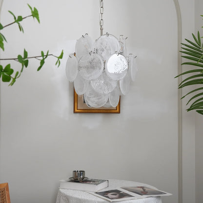 Vintage Murano White Glass Disks Chandelier - Nuvé