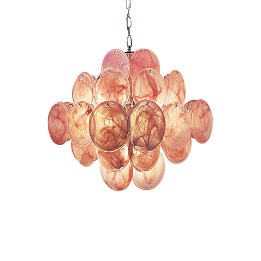 Vintage Murano Pink Disks Chandelier - Nuvé