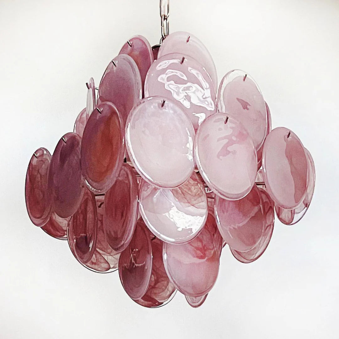 Vintage Murano Pink Disks Chandelier - Nuvé