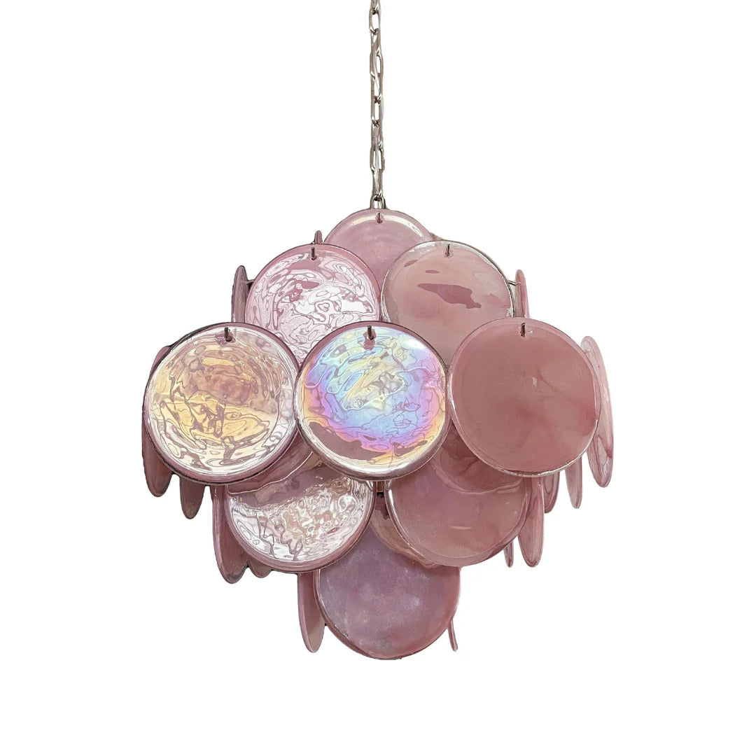 Vintage Murano Pink Disks Chandelier - Nuvé
