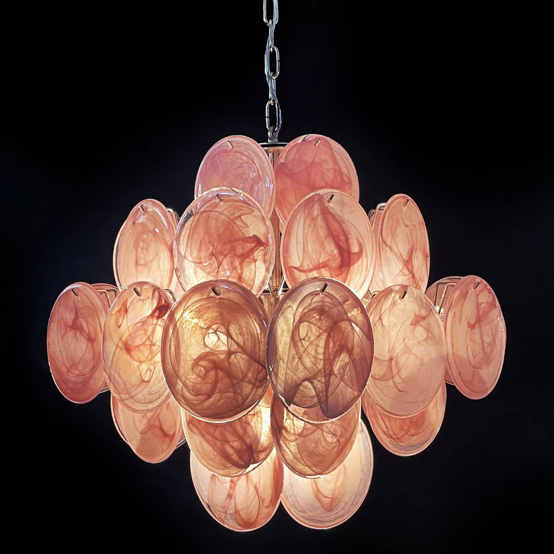Vintage Murano Pink Disks Chandelier - Nuvé