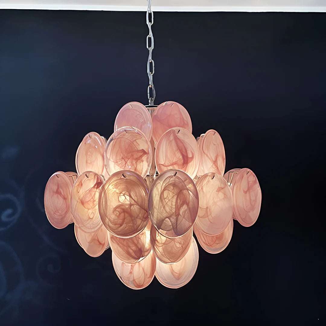 Vintage Murano Pink Disks Chandelier - Nuvé