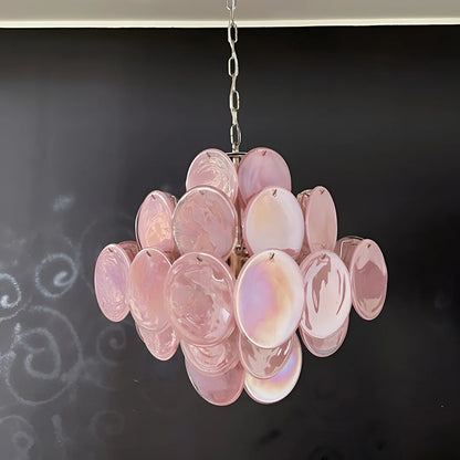 Vintage Murano Pink Disks Chandelier - Nuvé
