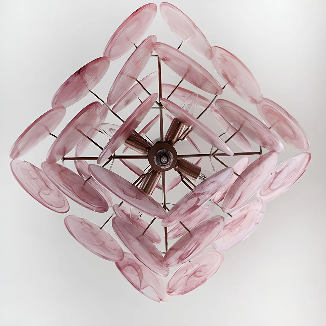 Vintage Murano Pink Disks Chandelier - Nuvé