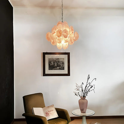 Vintage Murano Pink Disks Chandelier - Nuvé