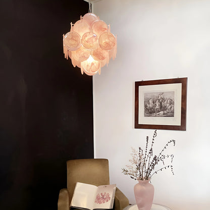Vintage Murano Pink Disks Chandelier - Nuvé