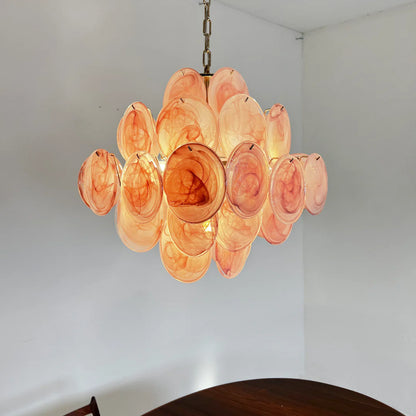 Vintage Murano Pink Disks Chandelier - Nuvé