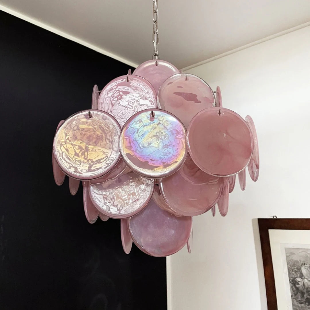 Vintage Murano Pink Disks Chandelier - Nuvé