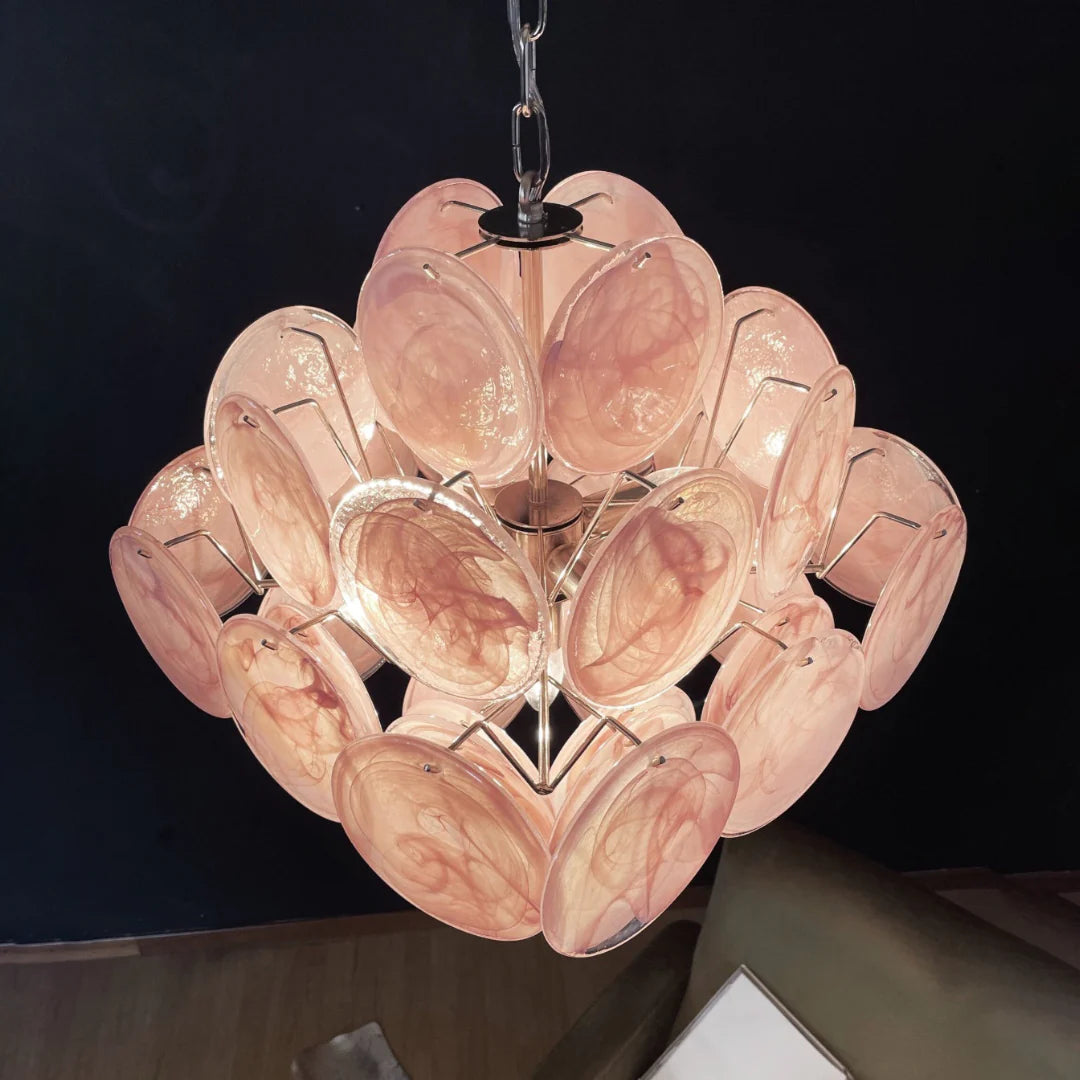 Vintage Murano Pink Disks Chandelier - Nuvé