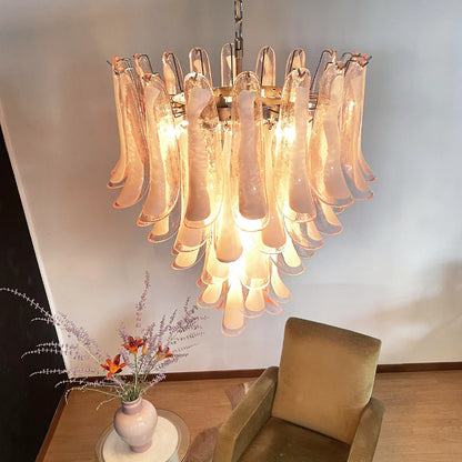Vintage Pink Murano Glass Petals Chandelier