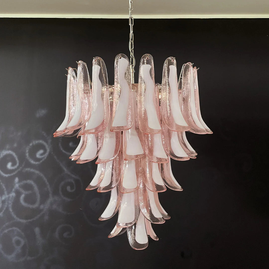 Vintage Pink Murano Glass Petals Chandelier - Nuvé