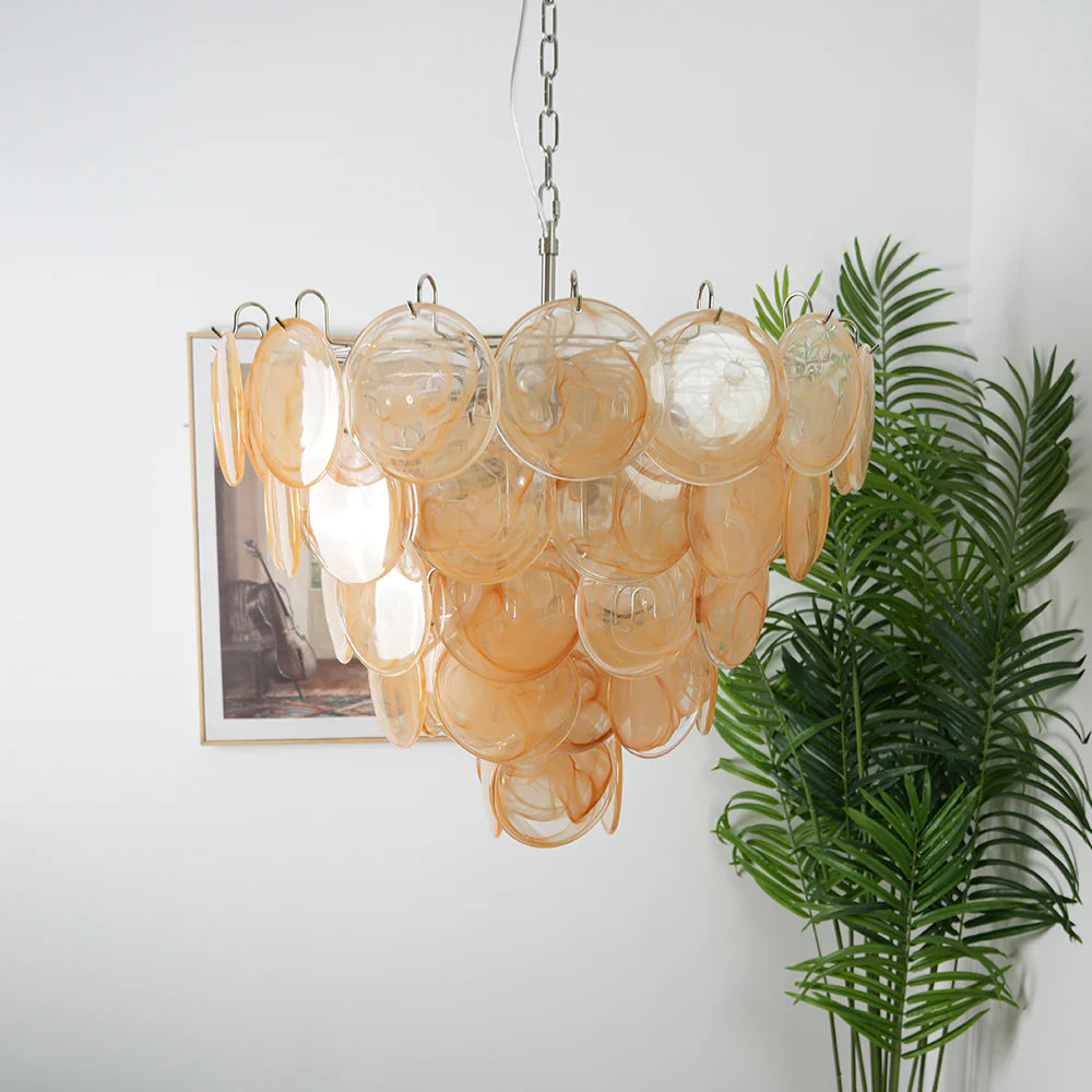 Elegant Gold Murano Disc Chandelier - Nuvé