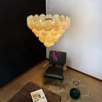Elegant Gold Murano Disc Chandelier - Nuvé
