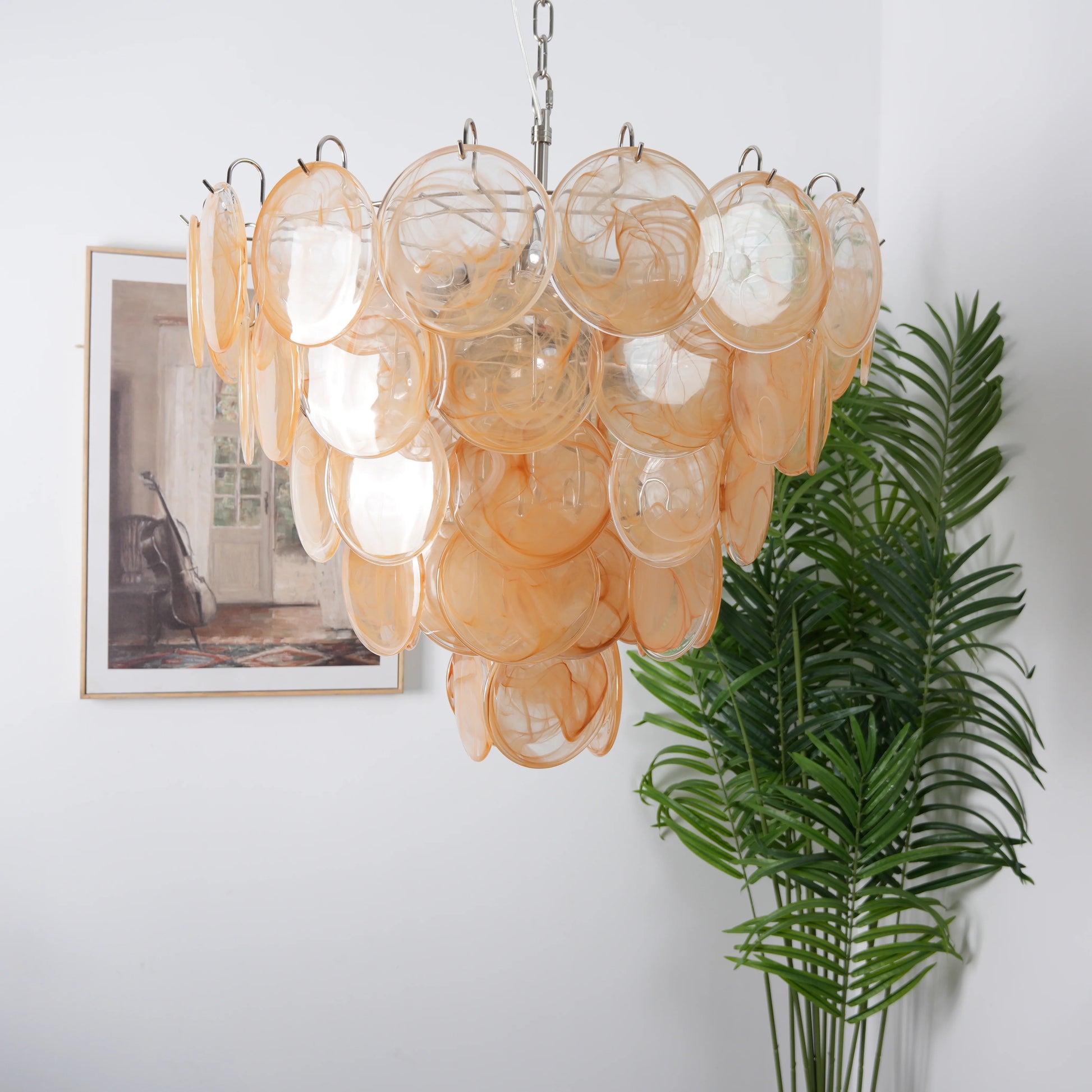 Elegant Gold Murano Disc Chandelier - Nuvé