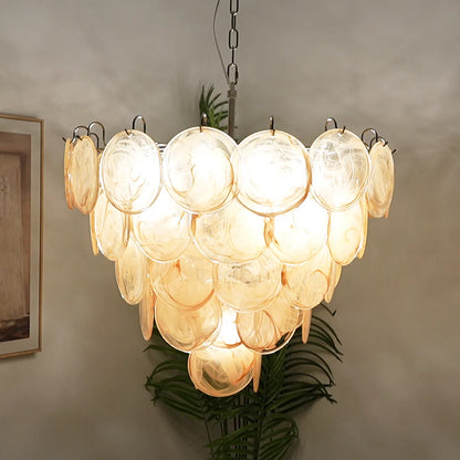 Elegant Gold Murano Disc Chandelier - Nuvé