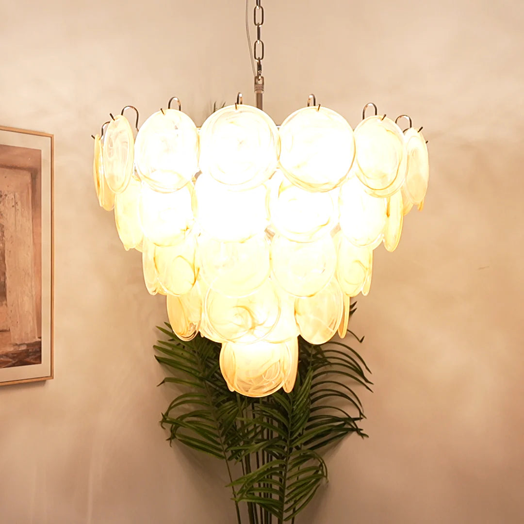 Elegant Gold Murano Disc Chandelier - Nuvé