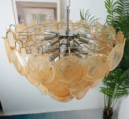 Elegant Gold Murano Disc Chandelier - Nuvé