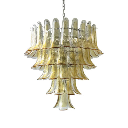 Vintage Transparent Amber Murano Petals Chandelier - Nuvé