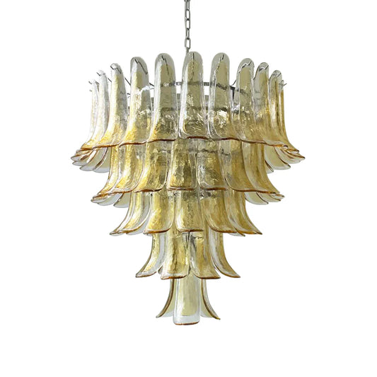 Vintage Transparent Amber Murano Petals Chandelier - Nuvé