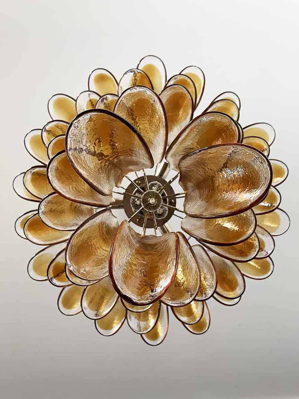 Vintage Transparent Amber Murano Petals Chandelier - Nuvé