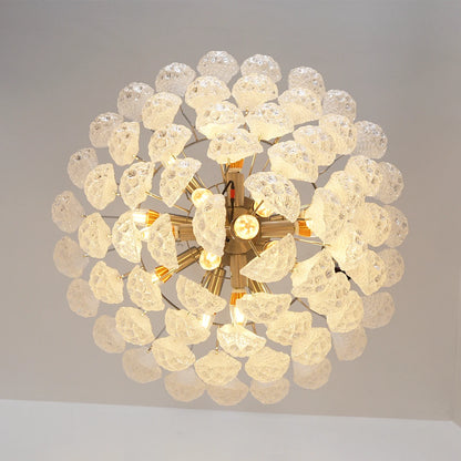 Vintage Transparent Murano Glass Petals Drop Chandelier