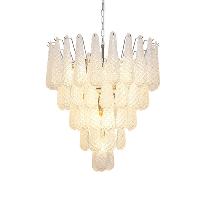 Vintage Transparent Murano Glass Petals Drop Chandelier - Nuvé
