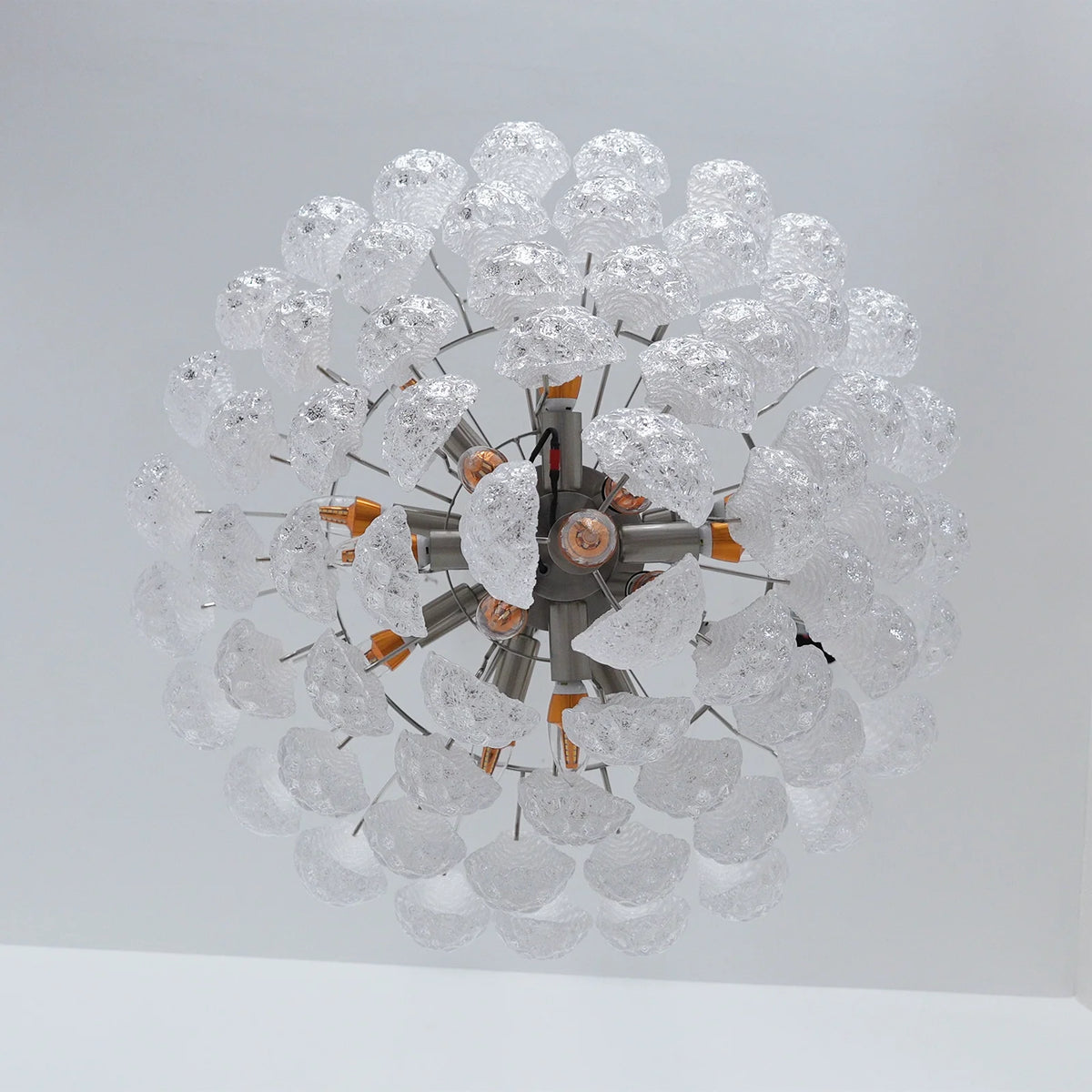 Vintage Transparent Murano Glass Petals Drop Chandelier