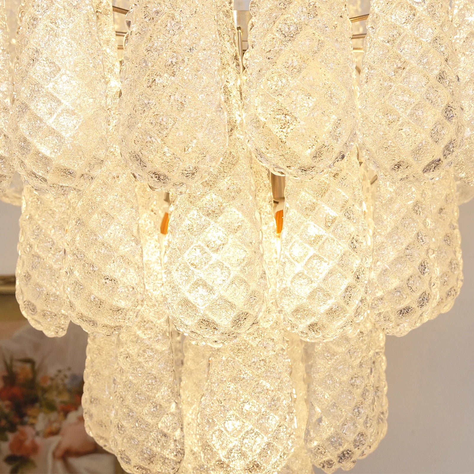 Vintage Transparent Murano Glass Petals Drop Chandelier - Nuvé