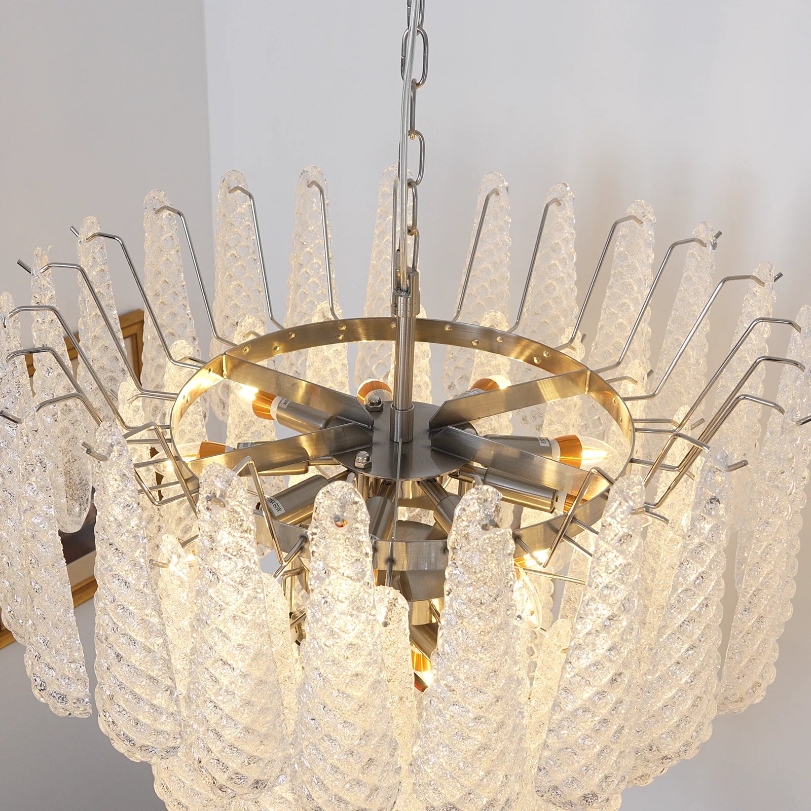 Vintage Transparent Murano Glass Petals Drop Chandelier - Nuvé